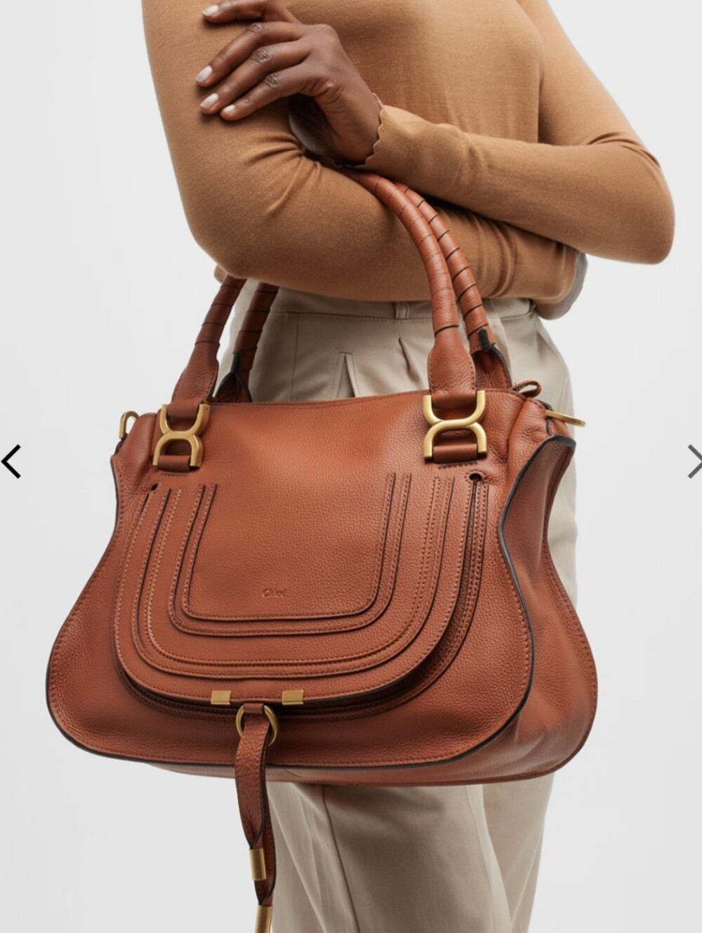Chloe Leather Tote Handbag in Burnt Orange - Picture 12 of 12